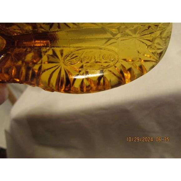 Vintage Fenton Daisy Button Amber Glass Miniature Victorian Boot Figurine 4” - Picture 7 of 7